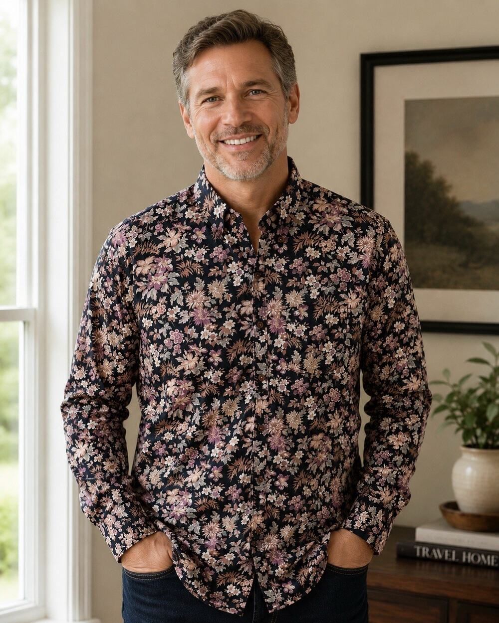 Paisley & Gray Button Down Floral Botanical Shirt Long Sleeve XL Modern